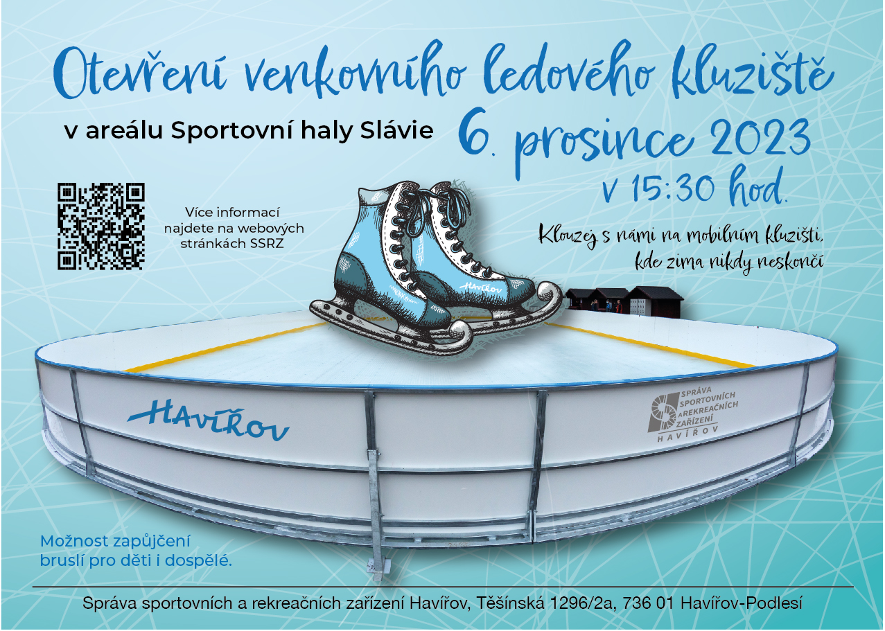 Mobilní ledové kluziště v areálu Sportovní haly Slávie otevřeno 6.12.2023 od 15.30 hod